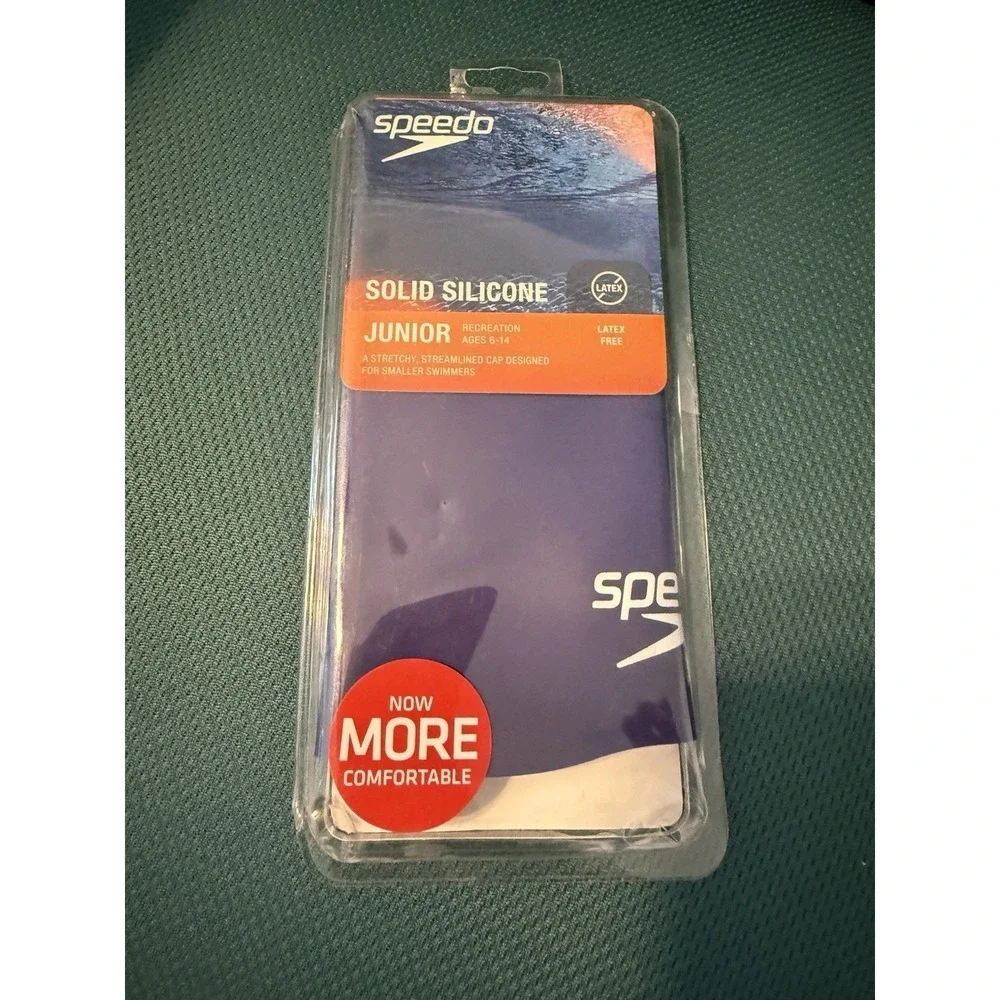 Speedo Solid Silicone Junior Cap Age‎ 6-14 Latex Free Purple New